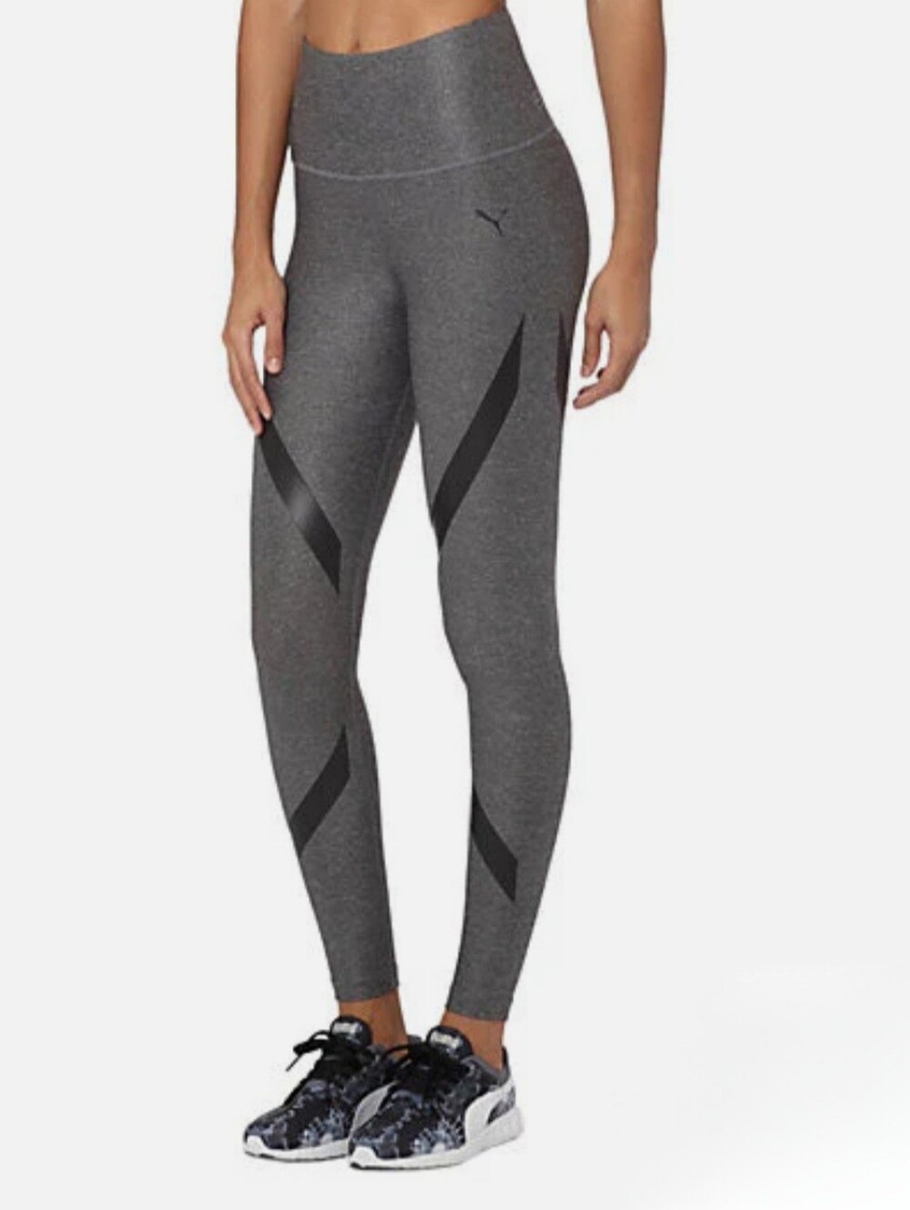 Puma Gray High-Waist Chevron Accent Leggings